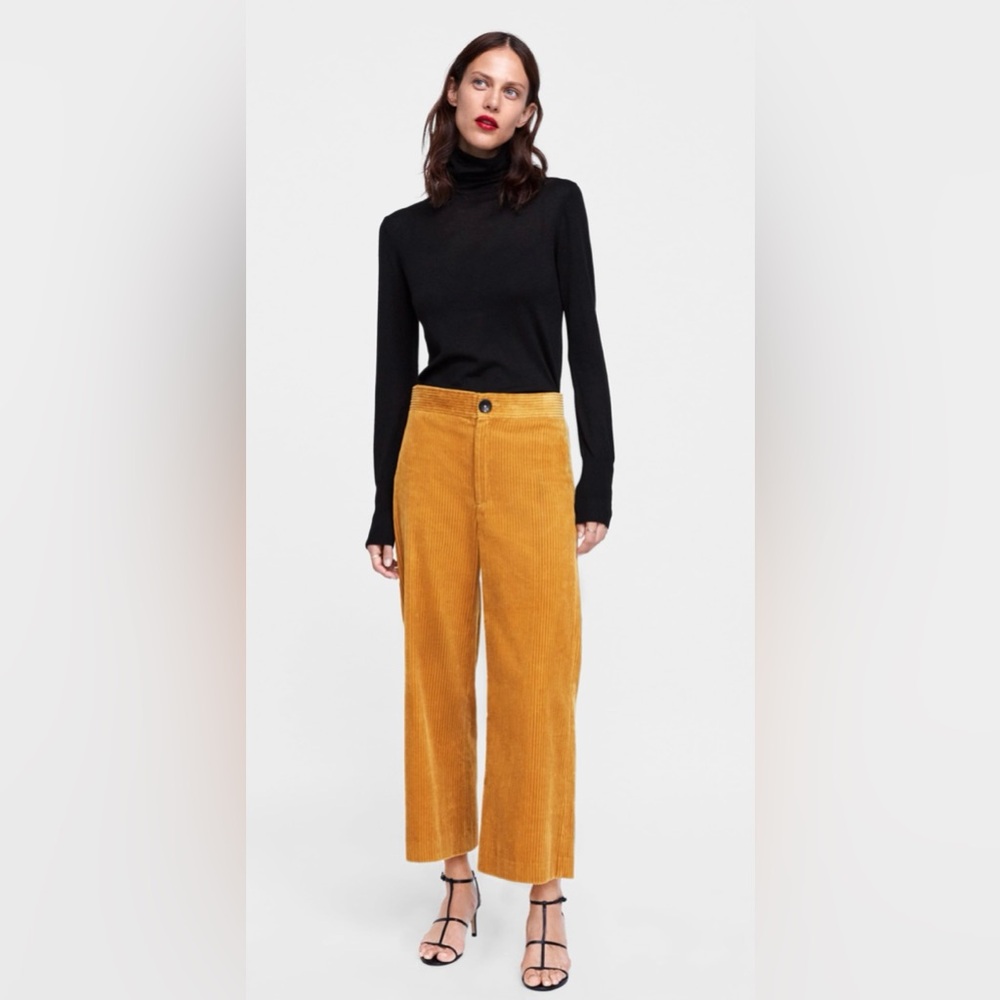 ZARA Woman Corduroy Wide Leg Culotte Trouser Pants size XS
